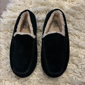Mens ugg slippers black suede shearling sz 10